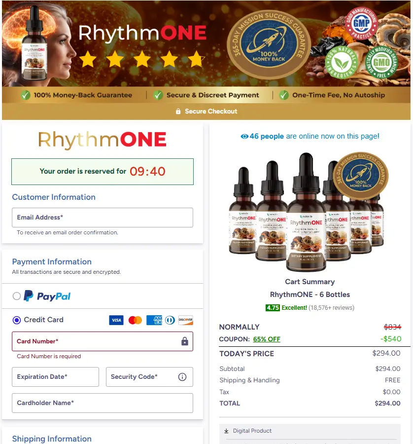RhythmONE checkout page